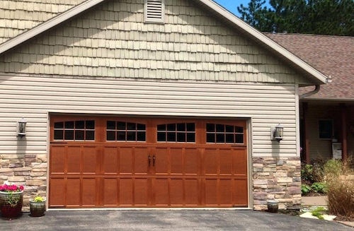Wood Look Residential Garage Door with Windows