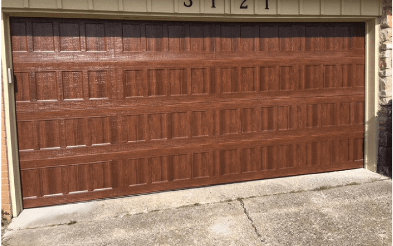 stained residential garage door