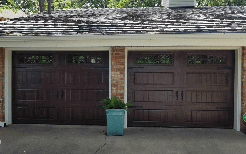 stained residential garage doors