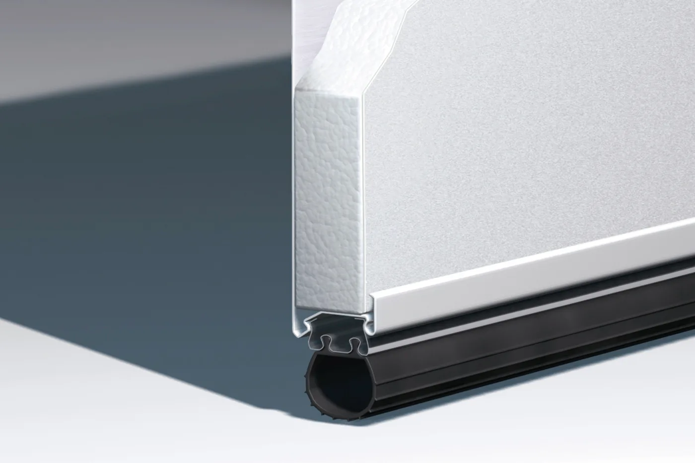 Vinyl-back polystyrene insulated garage door cross-section
